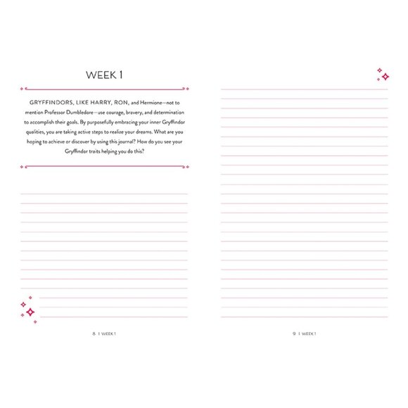 Harry Potter Courage Guided Gryffindor Journal with Wand Pen and Pencil Broom - Picture 4 of 8